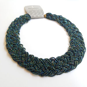 World Market blue/green beaded statement necklace